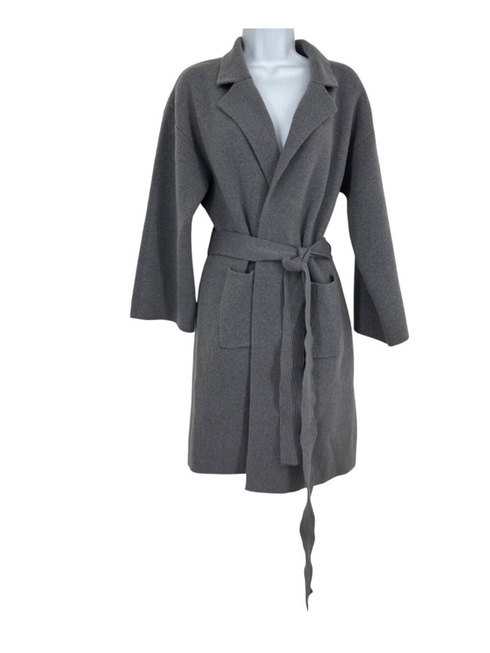 Grace Karin Women's Gray Belted Knit Cardigan Coat Size S